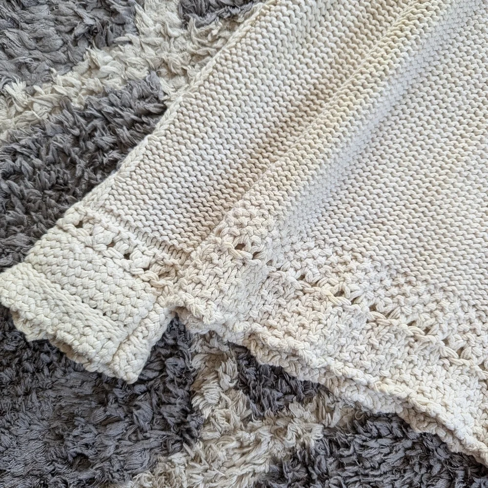 Orvis Chunky Cable Neck Cream Cowl Neck Sweater Size Large